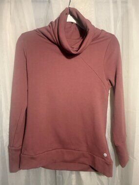Apana Dusty Rose Cowl Neck Fleece Pullover Sweatshirt Women's Small
